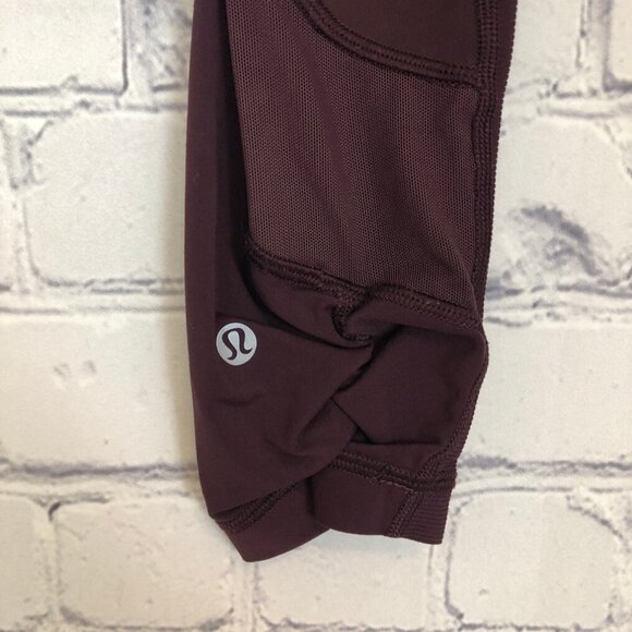 Lululemon Seek The Heat Crop Bordeaux Drama Size 4 - Picture 5 of 6